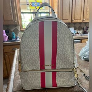 Michael Kors Mini Backpack With Pink Stripes